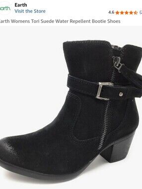 Earth Origins Tori Genuine Suede Leather Ankle Boots Block HeelBlack Tassel US 6
